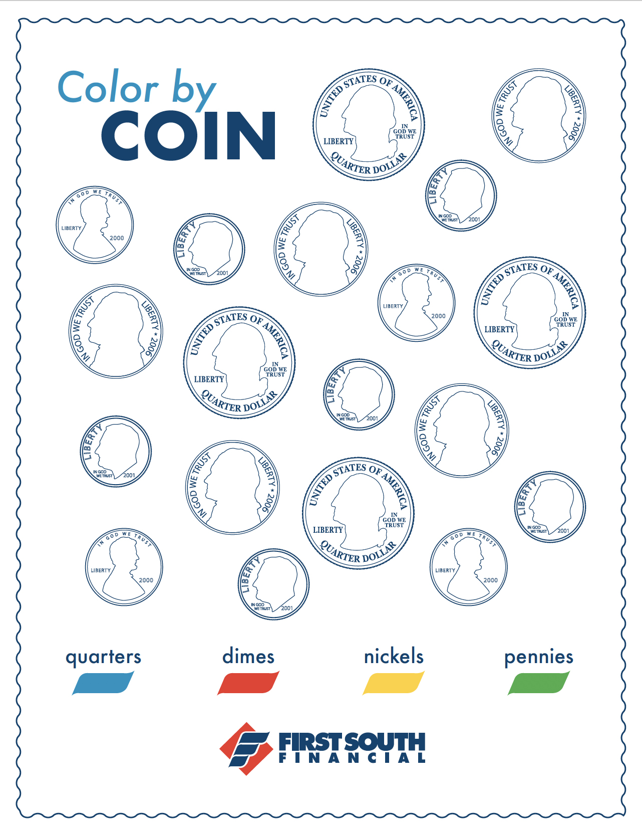 Color by Coin - Financial Education Coloring Sheet
